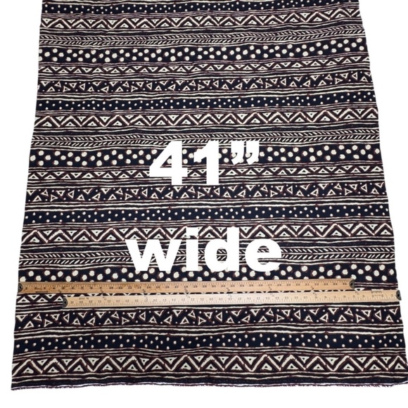 fabric remnant "mud" cloth repro vintage cotton 41" x 60" brown cream pristine - Picture 7 of 9